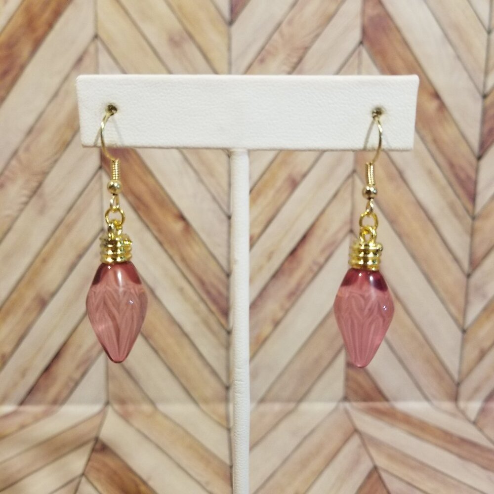 Christmas Light Bulb Dangling Earrings - Purple